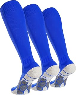 APTESOL 3 Pairs Football High Top Socks for Young Girls Men and Women (Blue, XS), 3 Pack Blue, XS
