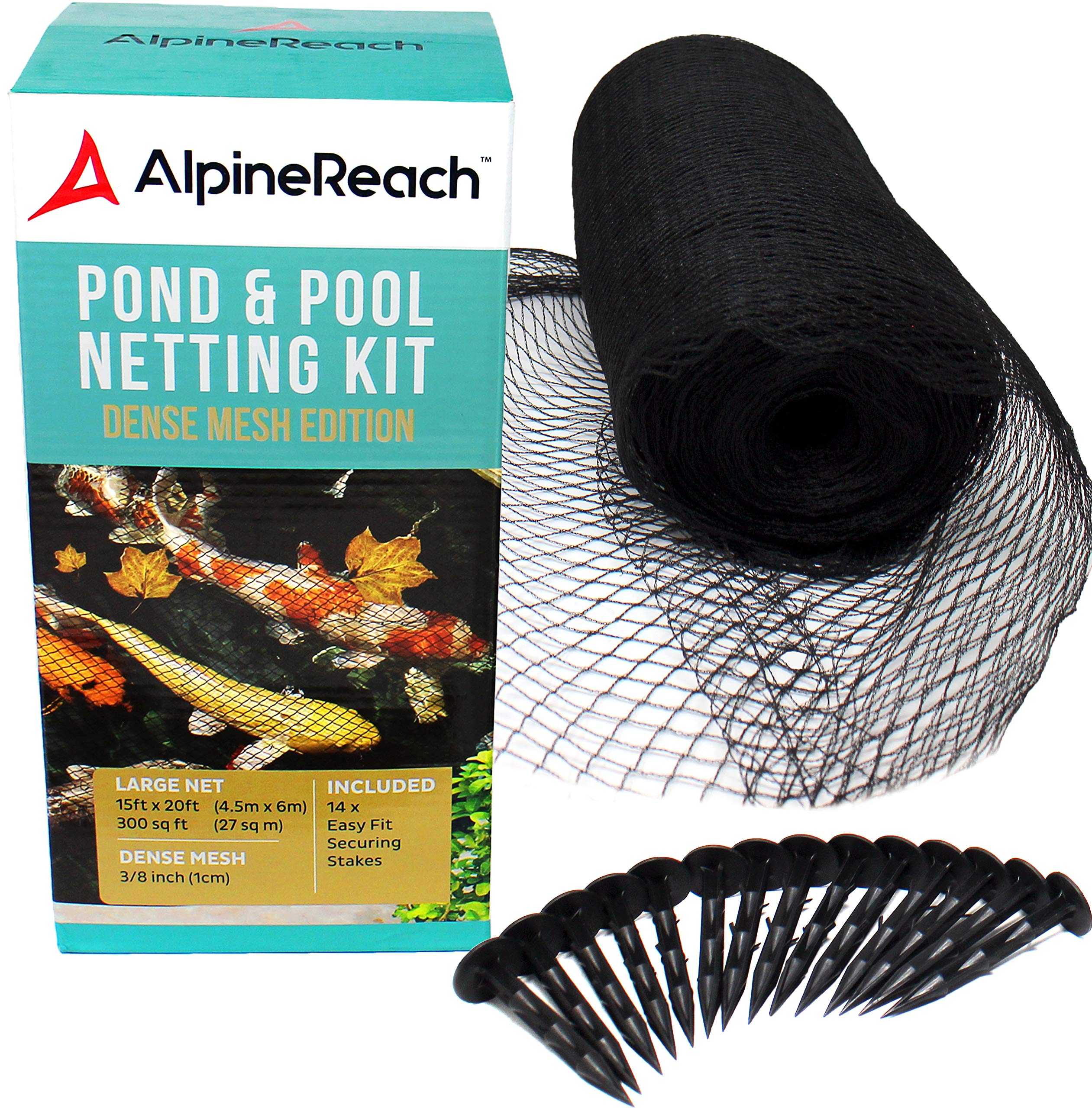 AlpineReach Koi Pond Netting Kit 15 x 20 ft Black Heavy Duty Woven Fine Mesh Net