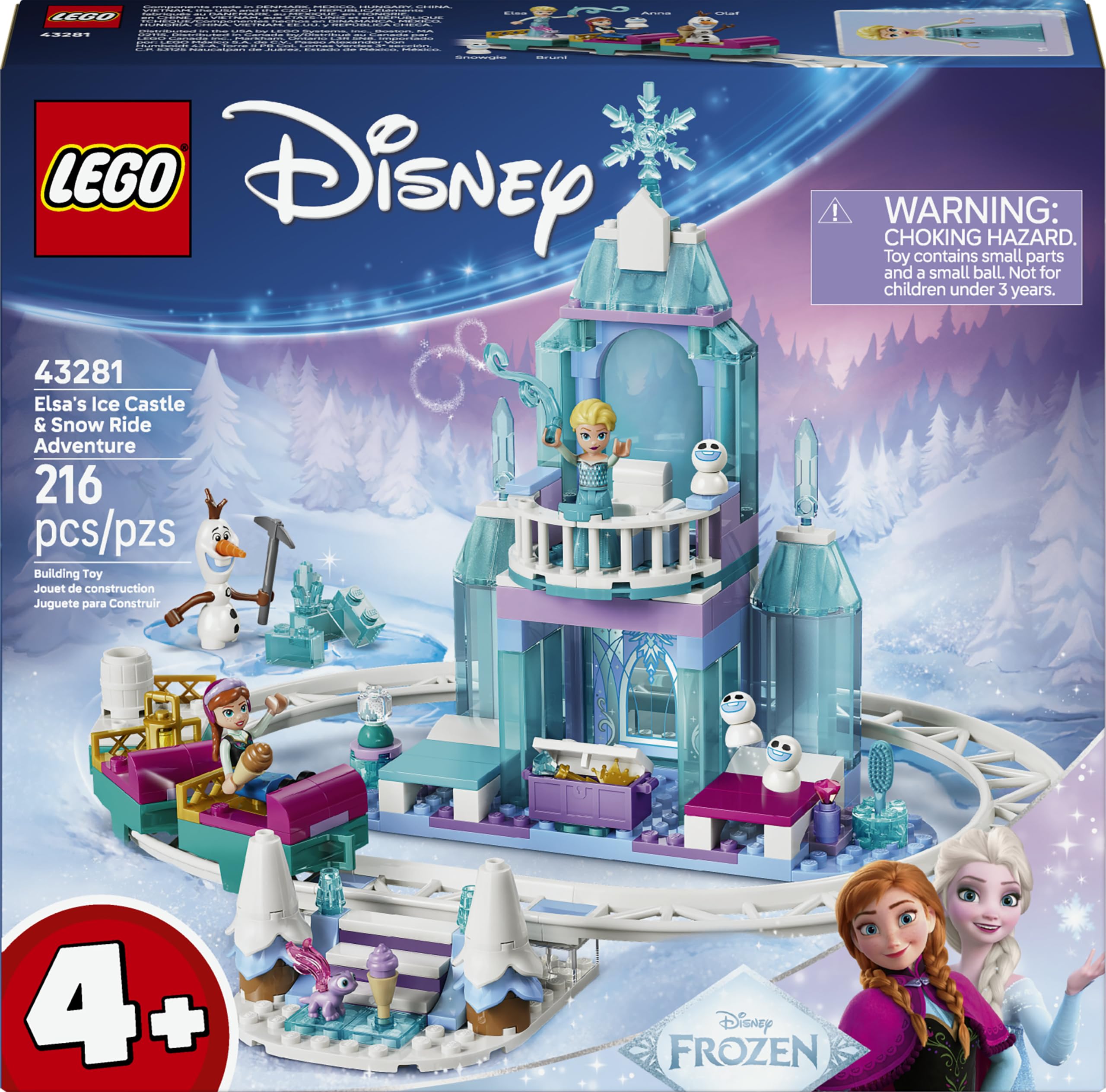 LEGO Disney Princess Elsa's Ice Castle & Snow Ride Adventure 43281 | Toys for 4+