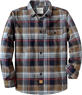 Dubinik® 6 oz Flannel Shirt for Men Long Sleeve Button Down Cotton Plaid