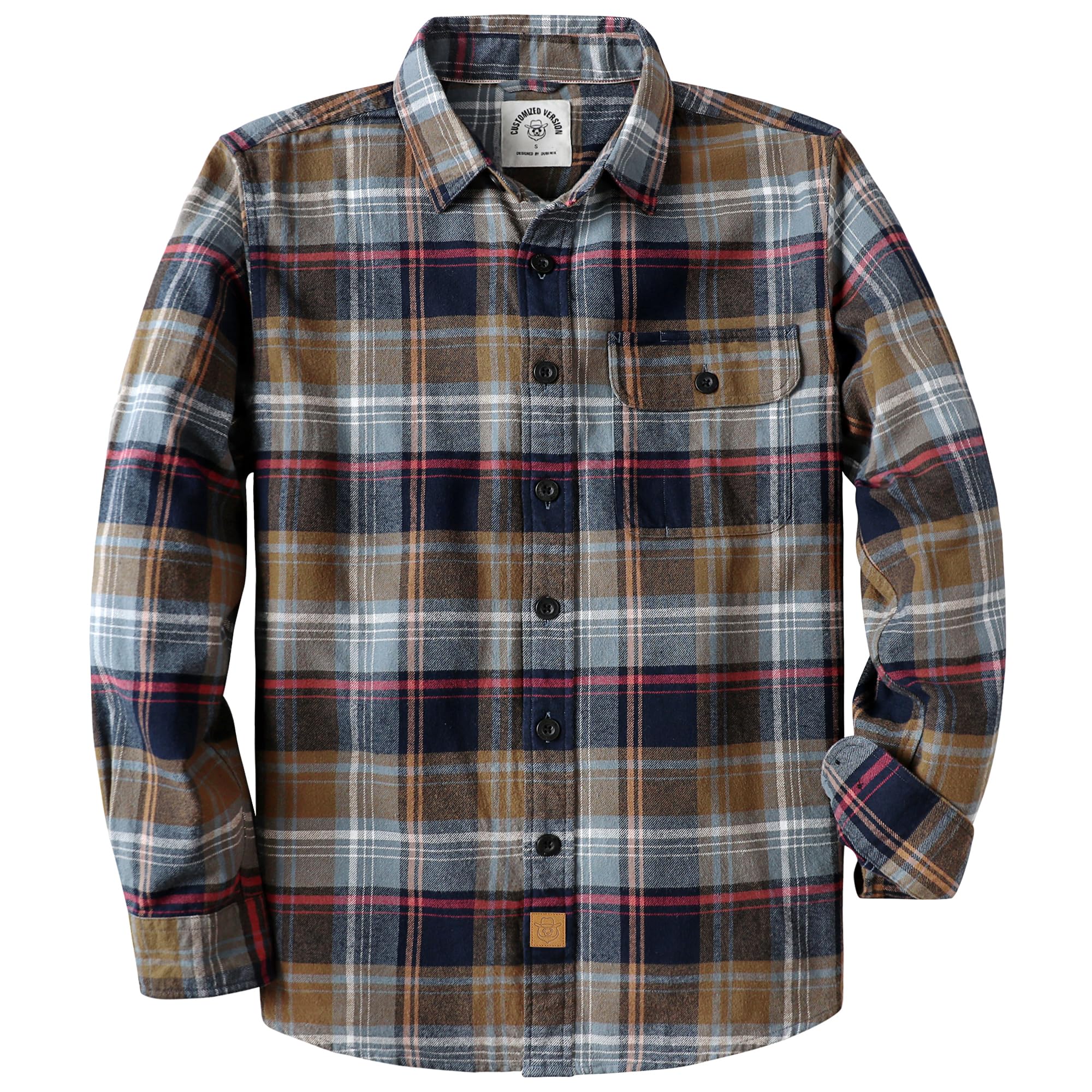 Dubinik® 6 oz Flannel Shirt for Men Long Sleeve Button Down Cotton Plaid