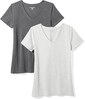 Amazon Essentials Women's Regular-Fit Short-Sleeve V-Neck T-Shirt, Multipacks