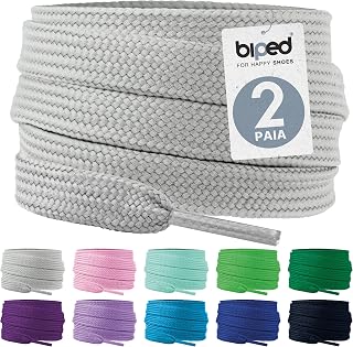 biped LACES 2 Pairs Flat Polyester Shoelaces 10mm Wide - Laces for Trainers and Sports Shoes - Tear Resistant and Washable z2913