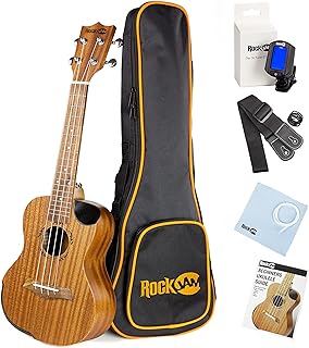 RockJam Premium Tenor Ukulele Kit with Tuner, Gig Bag, Strap, Picks & Spare Strings