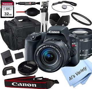 Canon EOS Rebel SL2 DSLR Camera with 18-55mm f/3.5-5.6 STM Zoom Lens + 32GB Card, Tripod, Case, and More (18pc Bundle) (Renewed)