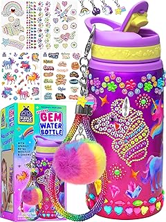 Decorate Your Own Water Bottle Kit for Girls - Unicorn Water Bottle Gems | 5+ Year Old Girl Birthday Gift, Girls Water Bottles for School, Toy Craft Kit Gift for Girls Christmas, Valentines, & Easter
