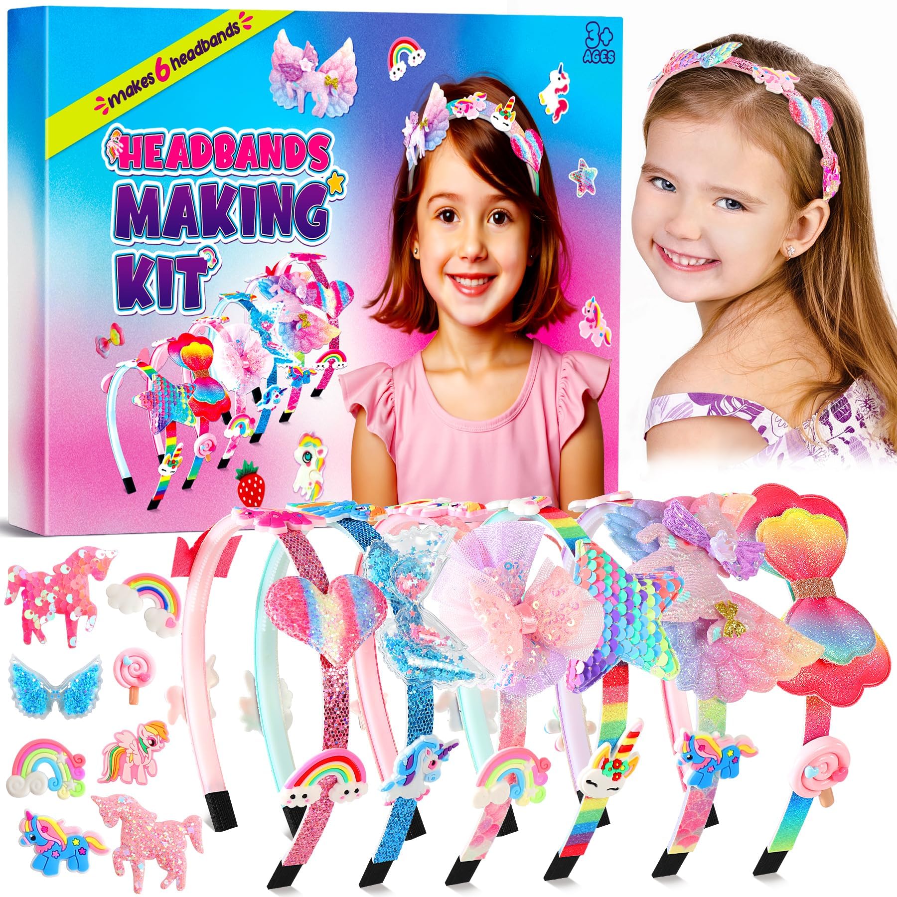 Pourbibi Unicorn Headband Making Kit for Girls Age 3+, Creative Craft Kits for K