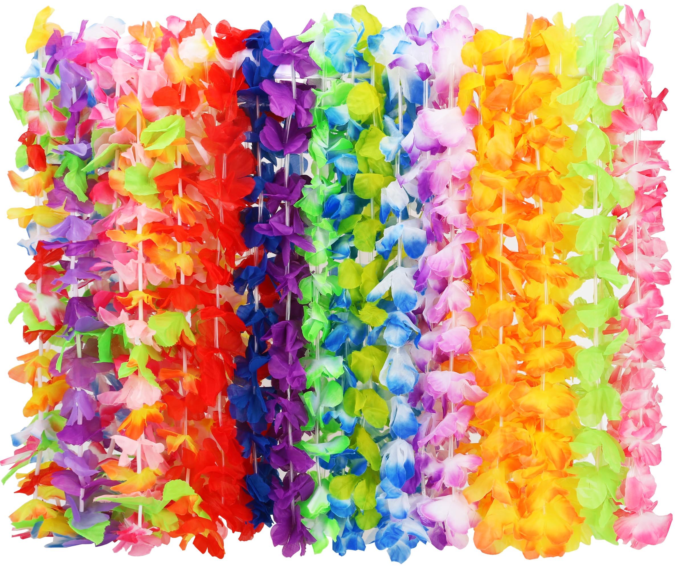 Hawaiian Leis, 24PCS Hawaiian Party Decorations Silk Flower Necklace | Colorful 