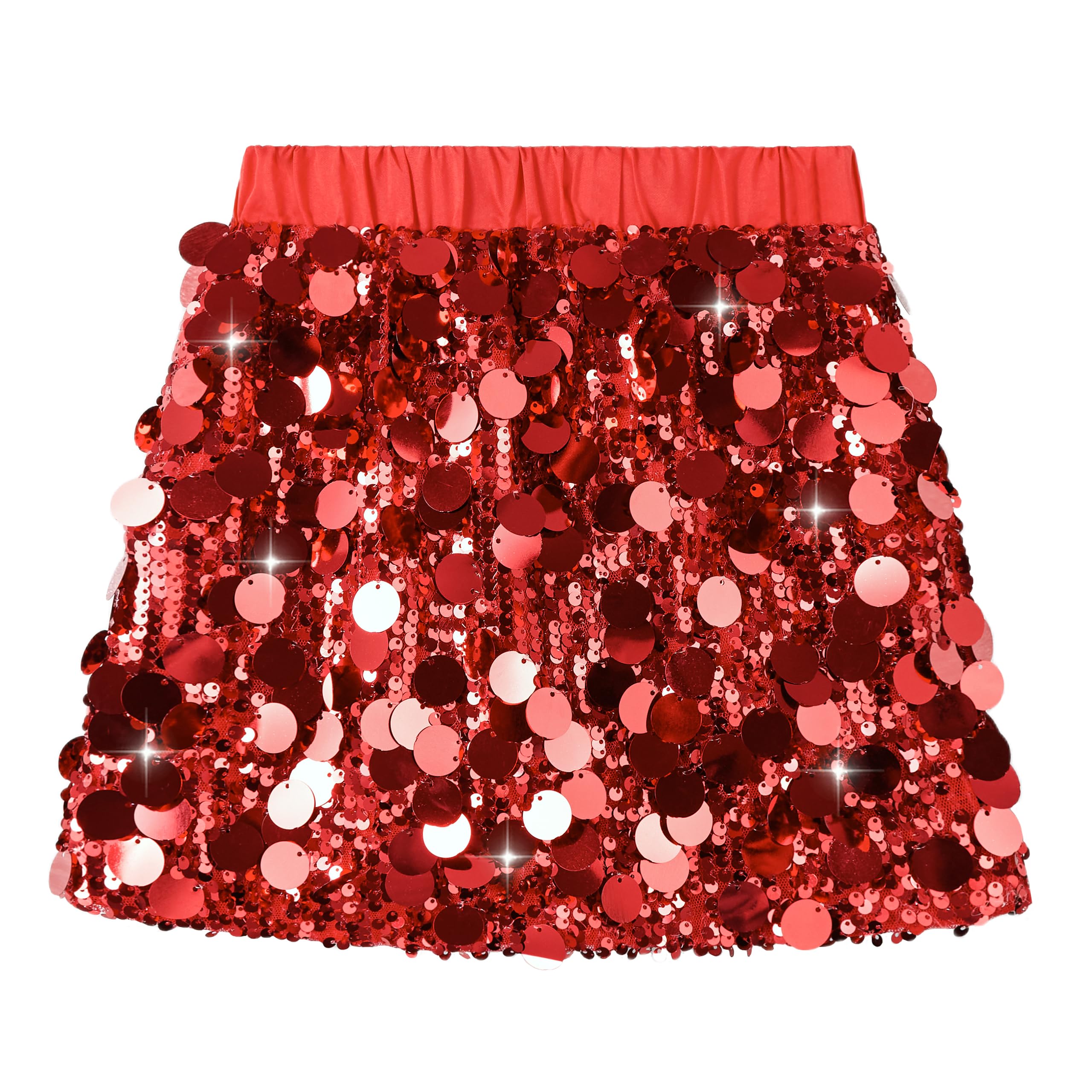 Miipat Glitter Sequin Skirt for Girls Glitter Mini Skirt with Elastic Waist Penc