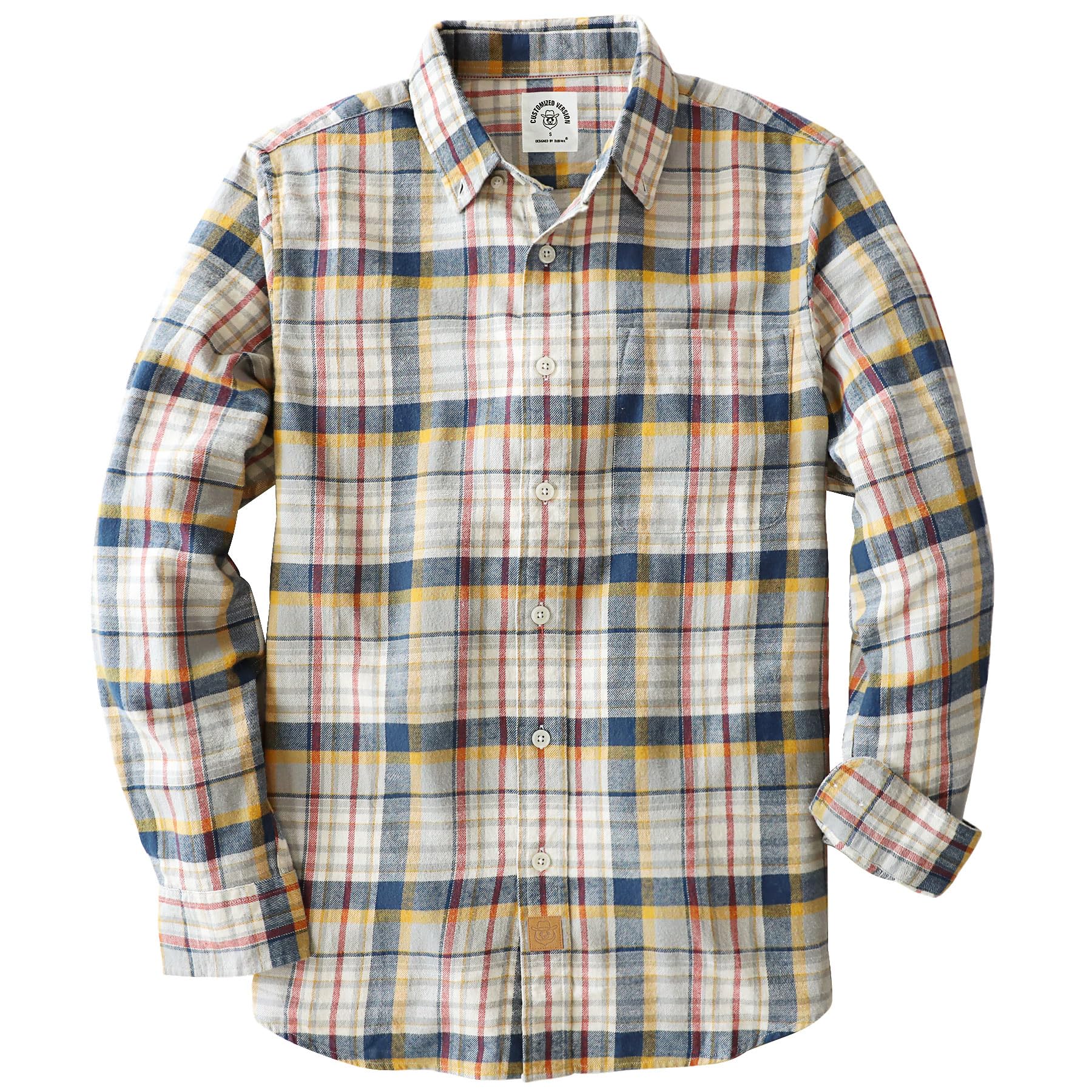 Dubinik® 6 oz Flannel Shirt for Men Cotton Casual Long Sleeve Button Down