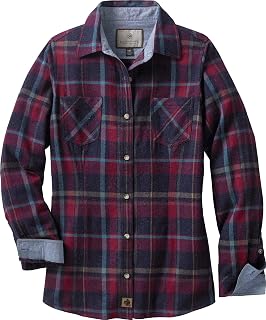Legendary Whitetails Womens Cottage Escape Flannel Long Sleeve Plaid and Solid Color Clothes for Women, Fitted Button Down