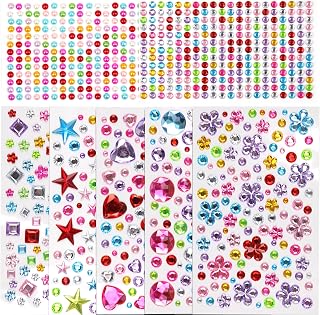 1071 PCS Gemstone Stickers for Crafting Bling Cute Star Heart Round Small Sticker Self Adhesive Acrylic Gems for Women Adult Face Eyes Body Make DIY Decoration