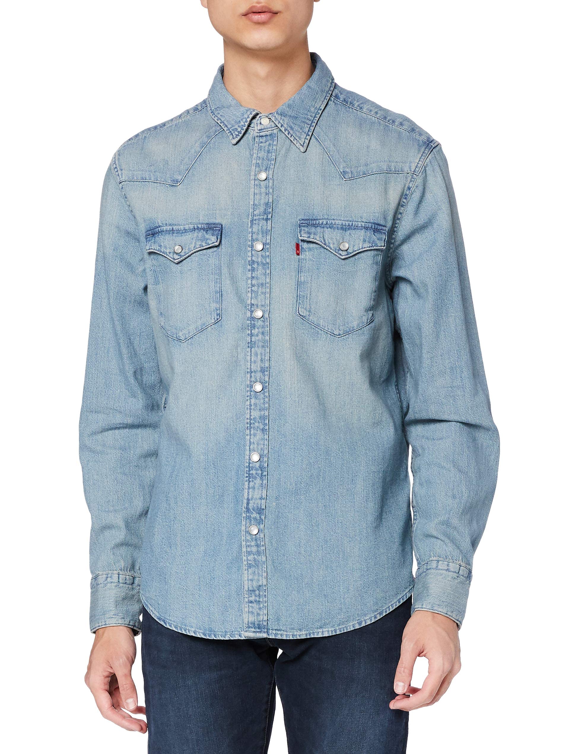 Levi's Men's Barstow Western Standard Shirt, Blue, XXL