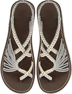 Capana Woven Women's Flat Sandals - Strappy Braided Sandals, Beach Sandals for Women Dressy Summer, Rope Bohemian Sandals, Spring Casual Womens Shoes, Comfy Boho Flats for Teen Girls – Banyan