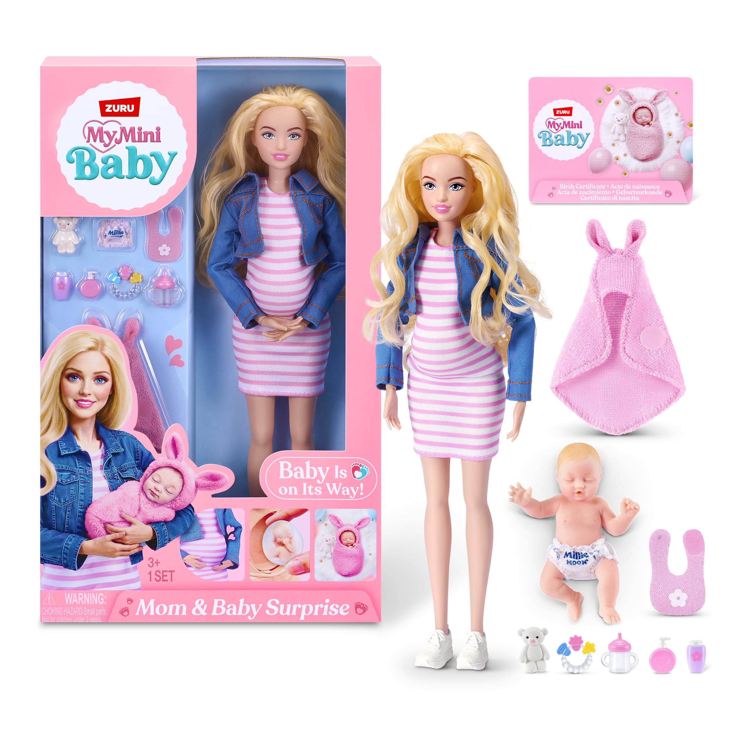MY MINI Mom & Baby Surprise (Brittany) By ZURU | mini pregnancy doll toy with ne