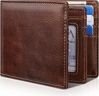 Artpaxy Mens Wallet Bifold Genuine Leather RFID Blocking Wallet for Men with 1 ID Window 13 Card Holders 2 cash pockets 1 Gift Box