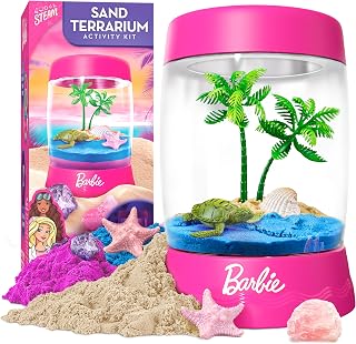 Barbie Light-Up Beach Terrarium Craft Kit with Gemstones for Kids | Light-Up Beach Habitat, Play Sand, Gemstones, Ocean Figures, LED Night Light, Mini Terrarium Craft, The STEAM Lab