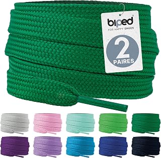 biped Laces 2 Pairs of Flat Polyester Laces, Width 10 mm, Laces for Trainers and Sports Shoes, Tear-Resistant and Washable Z2913