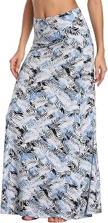 EXCHIC Women's Comfortable Elastic High Waist Maxi Skirt Boho Flared A-Line Long Yoga Skirts