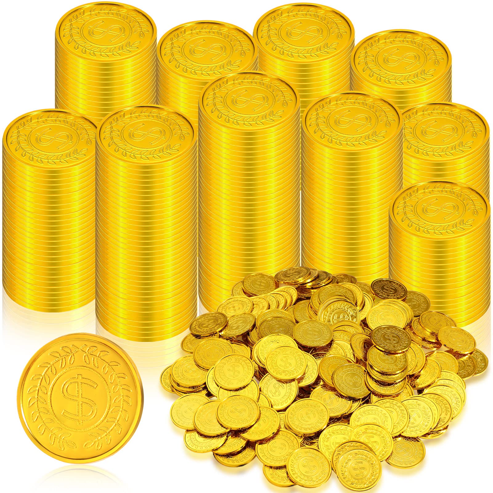 Hanaive 1000 Pcs Pirate Gold Coins Plastic Treasure Play Toy Coins | Fake St. Pa