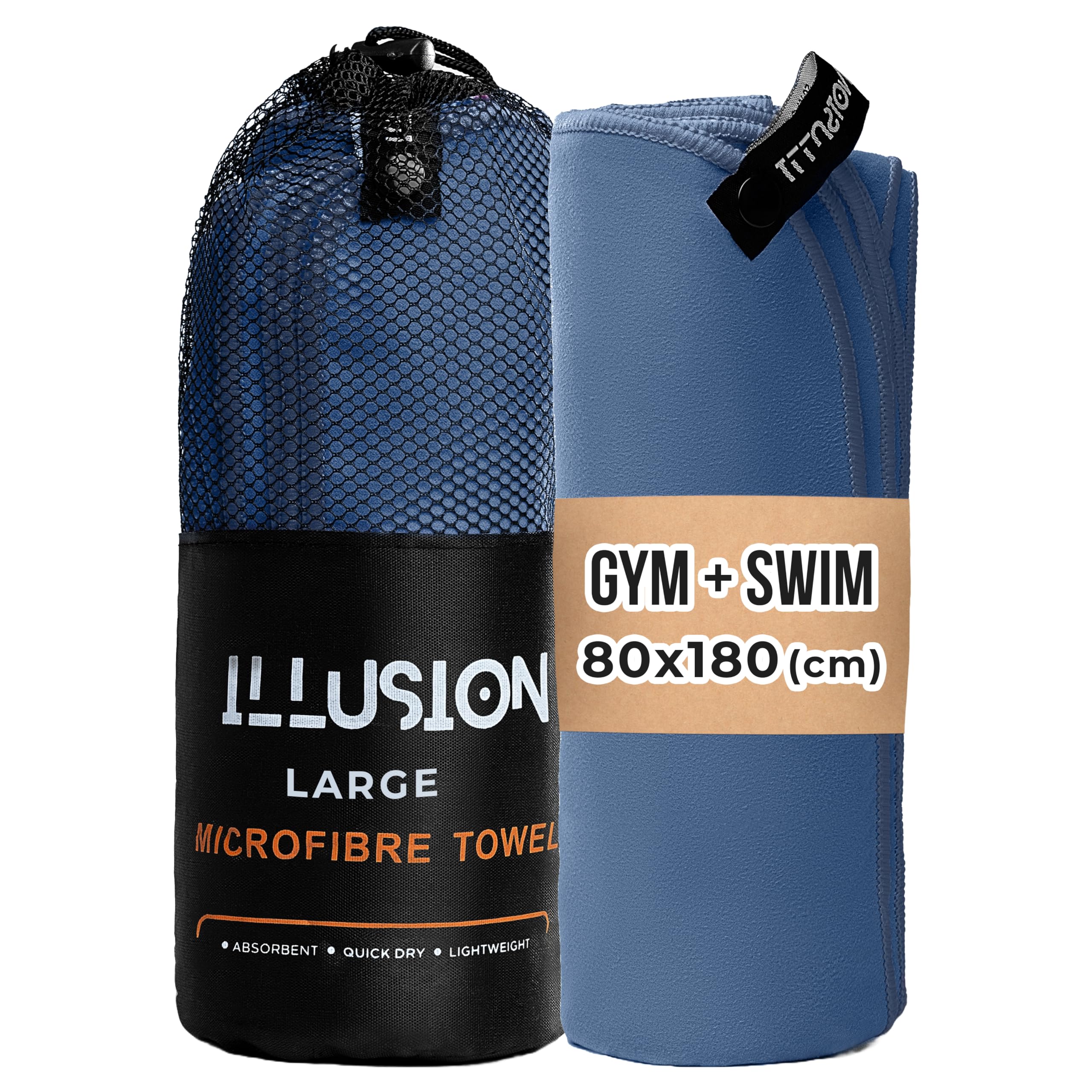 illusion Swimming Towels for Adults 80x180cm – Extra Large Microfibre Towel