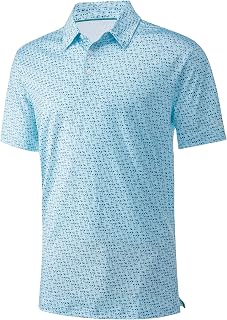 Mens Golf Shirt Short Sleeve Dry Fit Print Moisture Wicking Performance Patterns Collared Polo Shirt