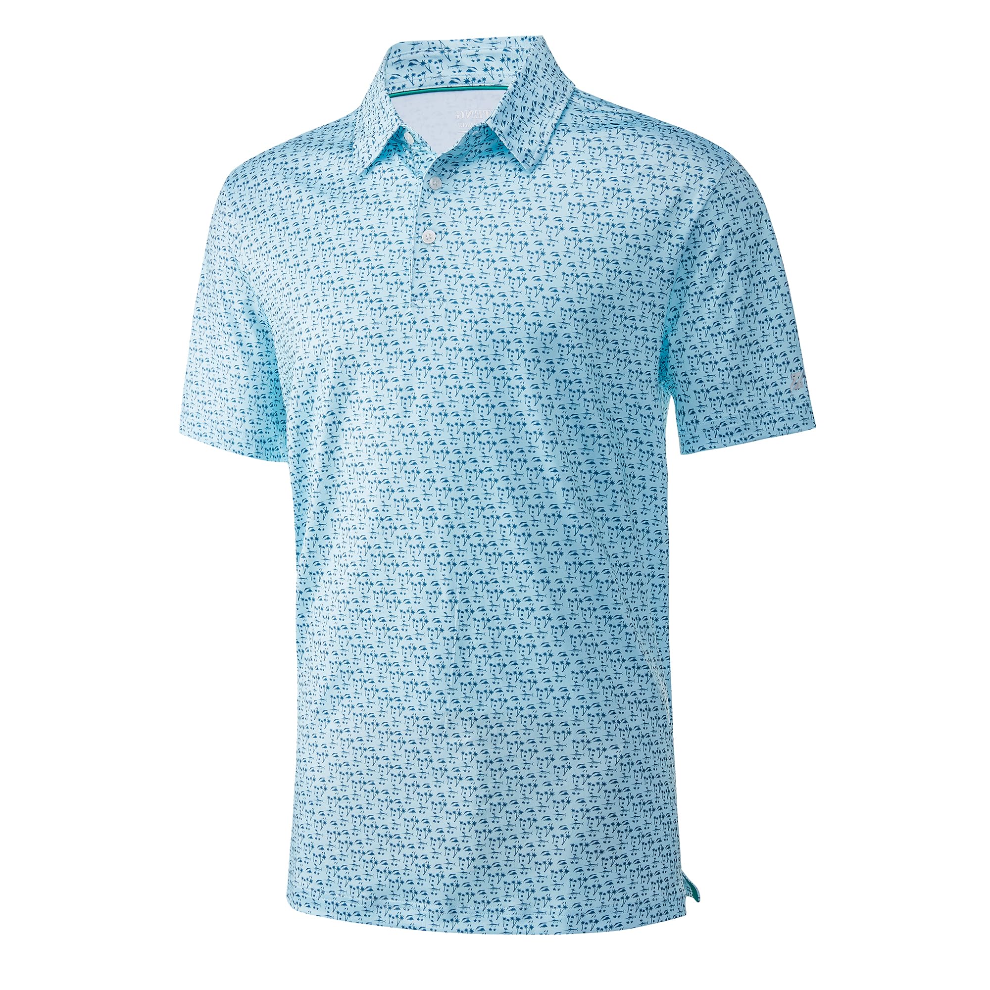 Mens Golf Shirt Short Sleeve Dry Fit Print Moisture Wicking Performance Patterns