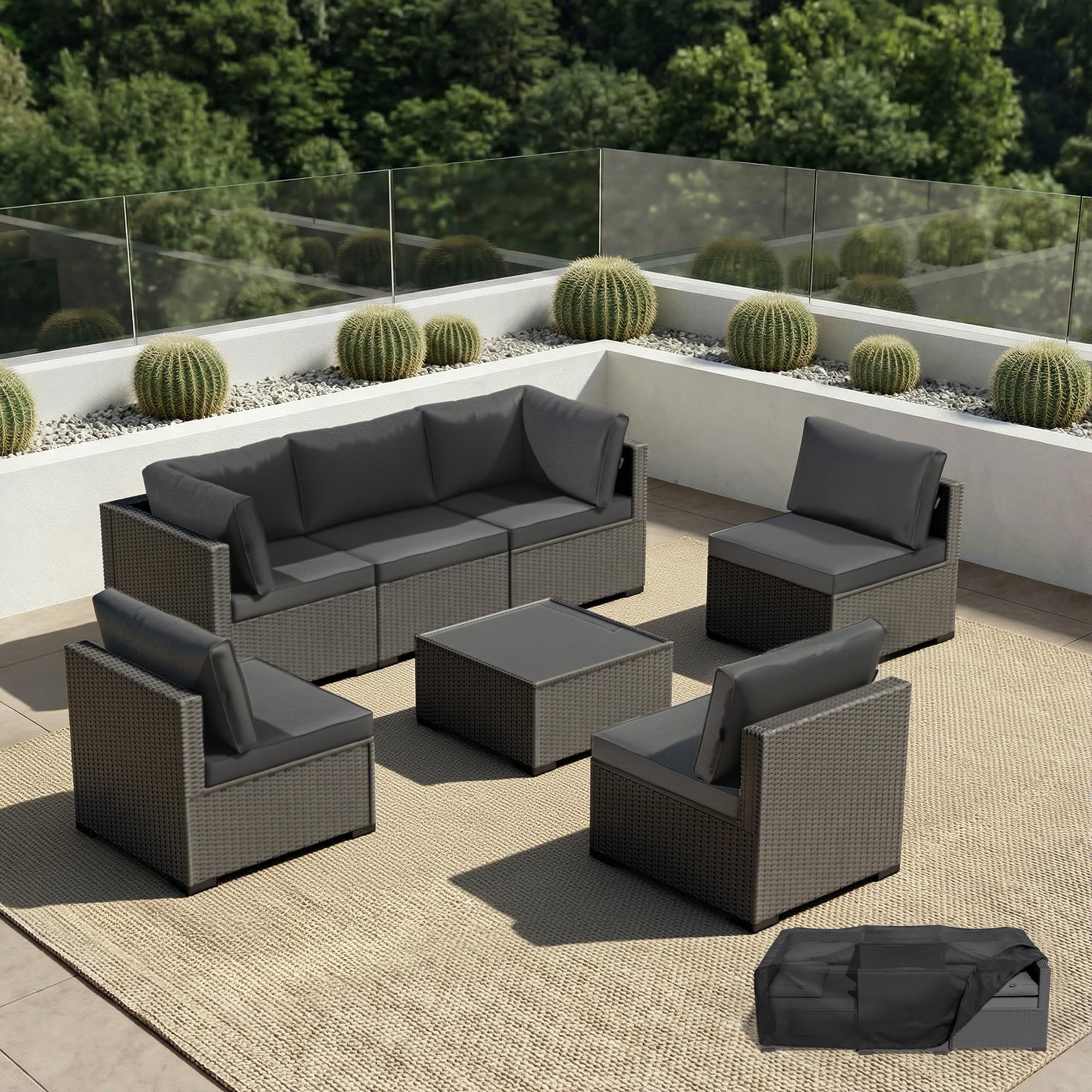 LAWNOOK Patio Furniture Set - All-Weather - 7 Piece Patio Outdoor Conversation S