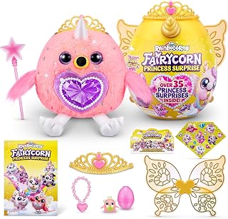 Rainbocorns Fairycorn Princess Surprise (Flamingo) by ZURU 11" Collectible Plush Stuffed Animal, Surprise Egg, Wearable Fairy Wings, Magical Fairy Princess, Ages 3+ for Girls, Children