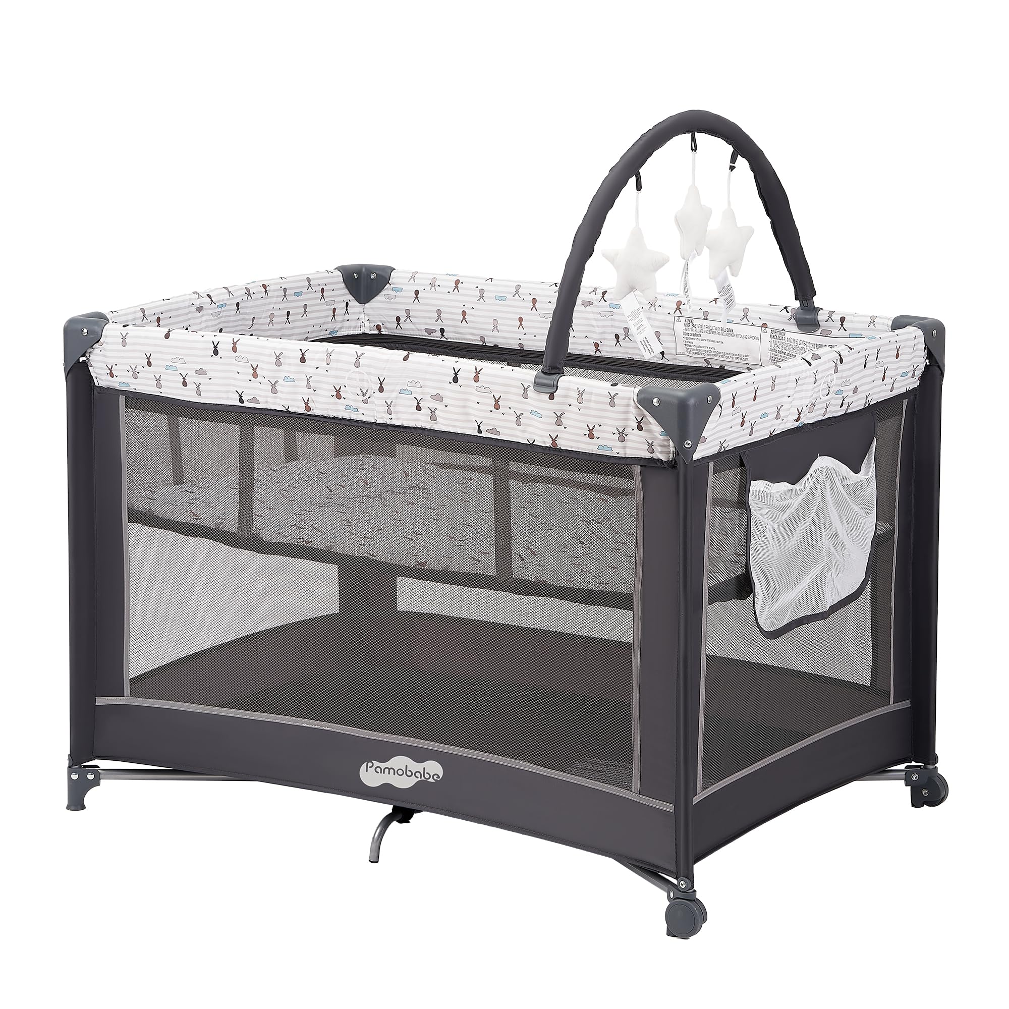 Pamo Babe Pack and Play with Bassinet, Portable Playard for Baby | Foldable port