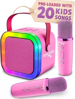 Move2Play, Karaoke Machine for Kids | Includes 20+ Kid Songs | 2 Microphones | Connect with Bluetooth | 3, 4, 5, 6, 7+ Year Old Gift | Toy for Girls, Boys, & Toddler | Birthday Present