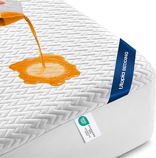 Utopia Bedding Waterproof Mattress Protector Queen Size, Premium 3D Air Soft Fabric Mattress Cover, Fits 17 Inches Deep, Breathable, Fitted Style with Stretchable Pockets
