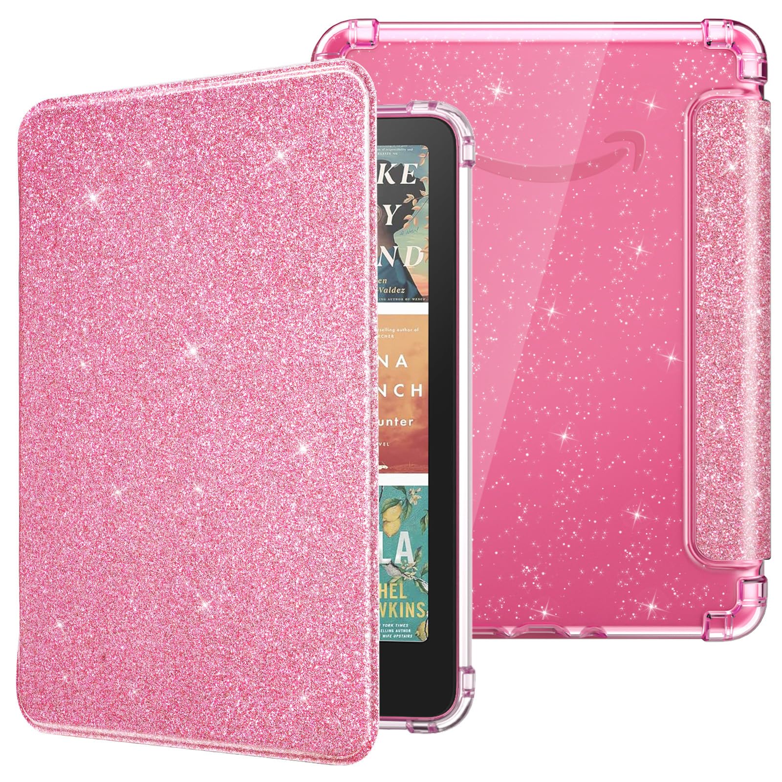 MoKo Case for 7" Kindle Paperwhite 12th Gen & Colorsoft 2024, Glitter Pink | Scr