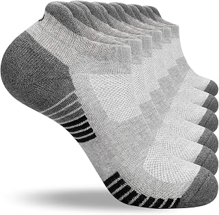 coskefy Running Socks Thick Cushion Ankle Trainer Socks for Men Women Cotton Sports (6 Pairs)