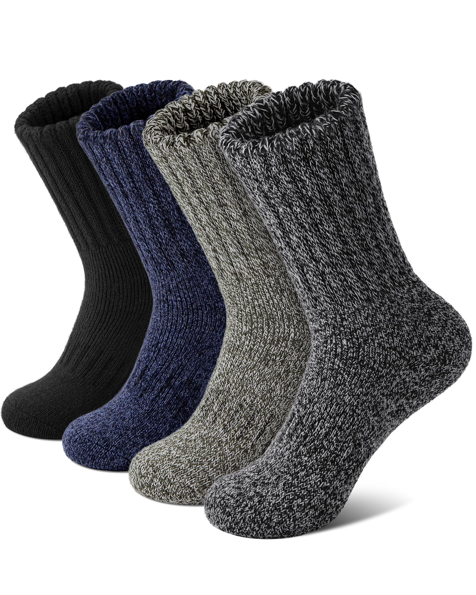 Senker Fashion Wool Socks for Women, 4 Pairs Winter Thermal Boot Socks