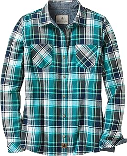 Legendary Whitetails Womens Cottage Escape Flannel Long Sleeve Plaid and Solid Color Clothes for Women, Fitted Button Down