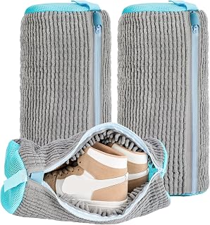 2 x Reusable Shoe Washing Machine Bags – 360° Cleaning with Hidden Zip, Shoe Washing Machine Bag for Sneakers, Tennis Shoes and Shoes (Grey)