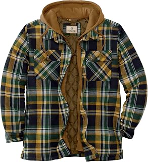 Legendary Whitetails Men's Polyfill Quilted Flannel Shirt Jacket with Hood