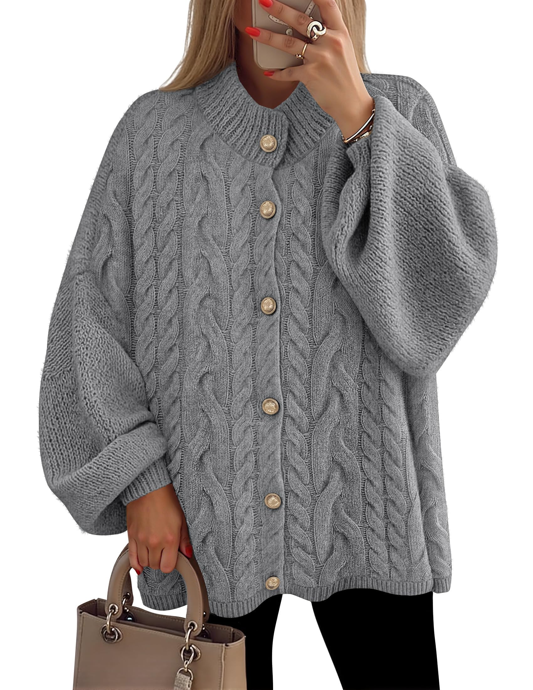 ZESICA Women's Oversized Chunky Knit Cardigan Sweaters Fall Fashion