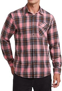 HISDERN Men's Long Sleeve Casual Plaid Flannel Shirt Checked Tartan Button Down Shirts for Men S-4XL