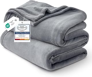 Bedsure Couverture Fleece Throw Blanket for Couch, Women Gift, Grey, 50x60 | Fleece Blanket, Fuzzy Cozy Flannel Women Birthday Gifts for Friends, Lightweight Warm fit All Seasons