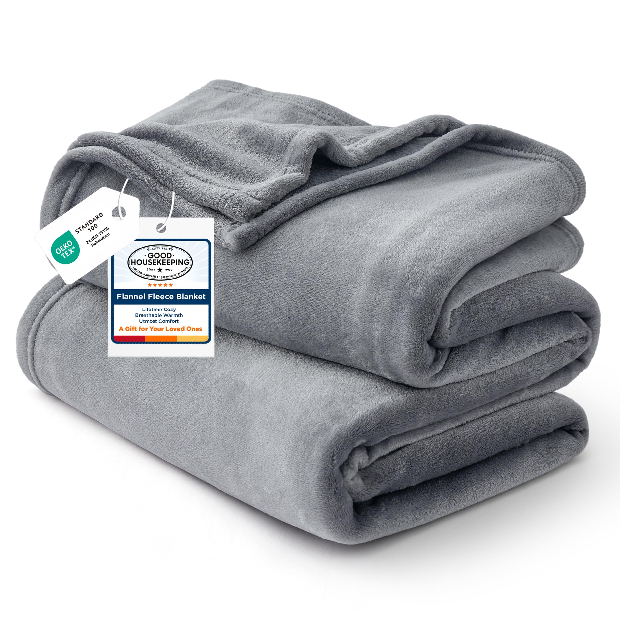 Bedsure Couverture Fleece Throw Blanket for Couch, Women Gift, Grey, 50x60 | Fle