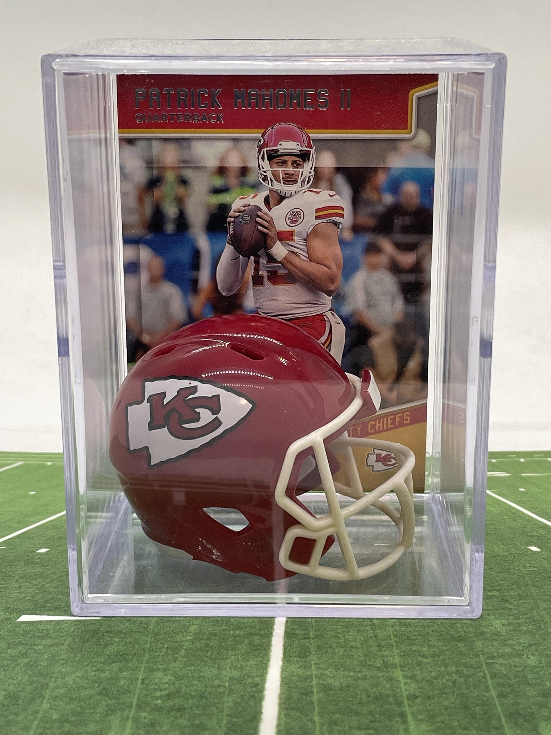 Kansas City Chiefs Football Helmet Shadowbox w/Patrick Mahomes card