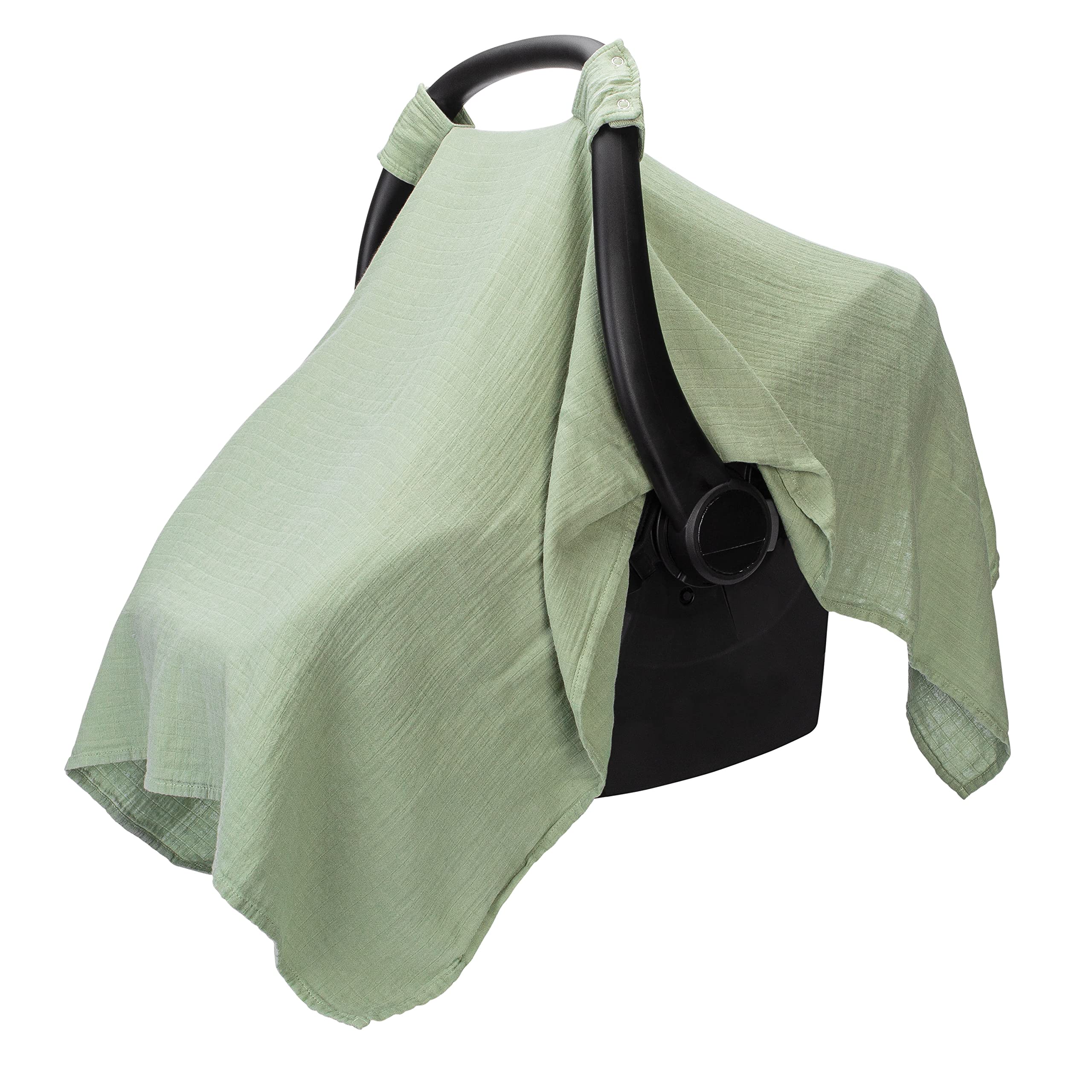 Comfy Cubs Baby Car Seat Cover - Muslin Cotton Baby Seat Cover Sage | Soft, Brea