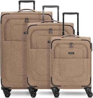 REDOLZ Expandable Soft Suitcase Set 3 | Lightweight Travel Trolley with 4 Double Wheels and TSA Lock | Medium Large Cabin for Women and Men - Essentials 12
