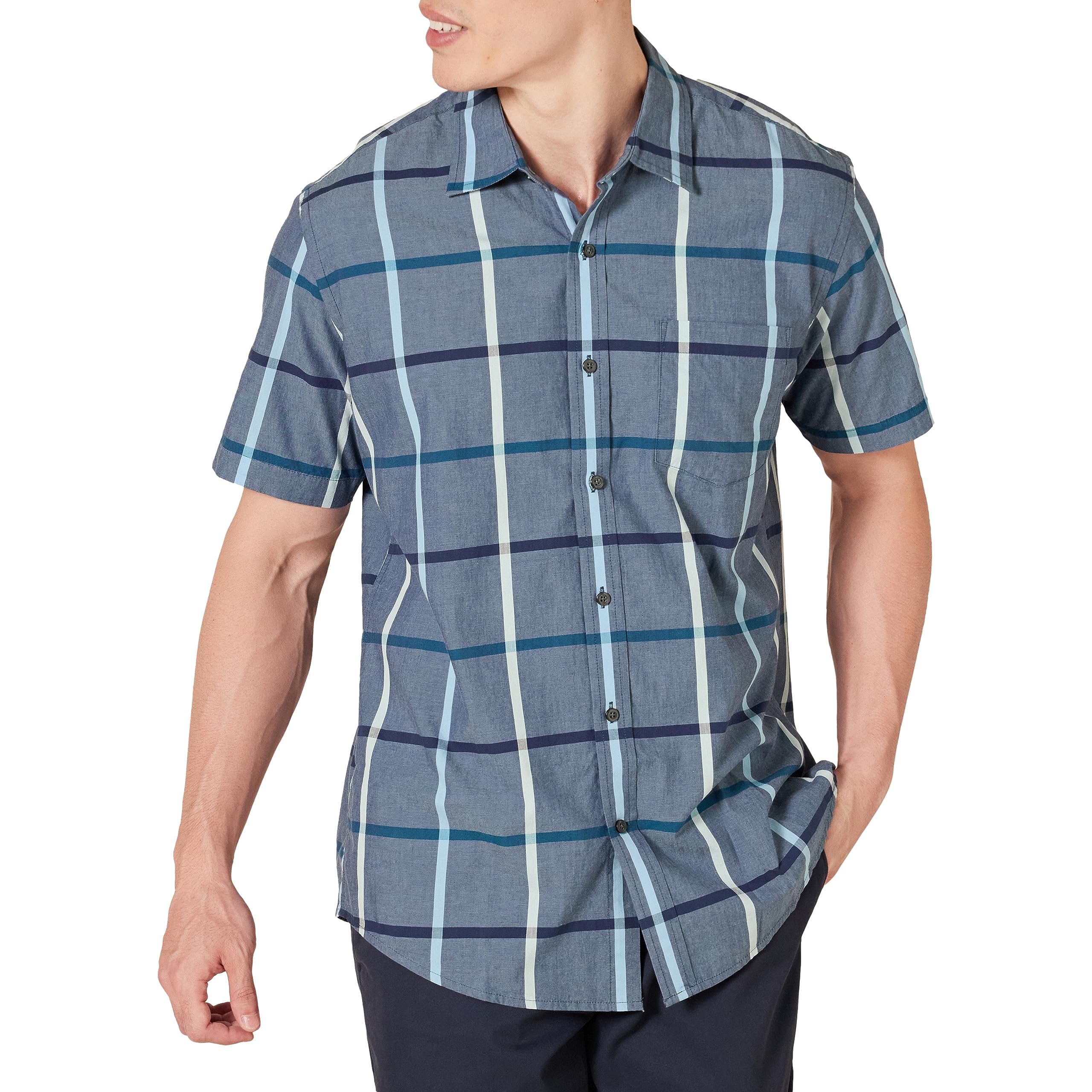 Amazon Essentials Mens Regular-Fit Short-Sleeve Poplin Shirt