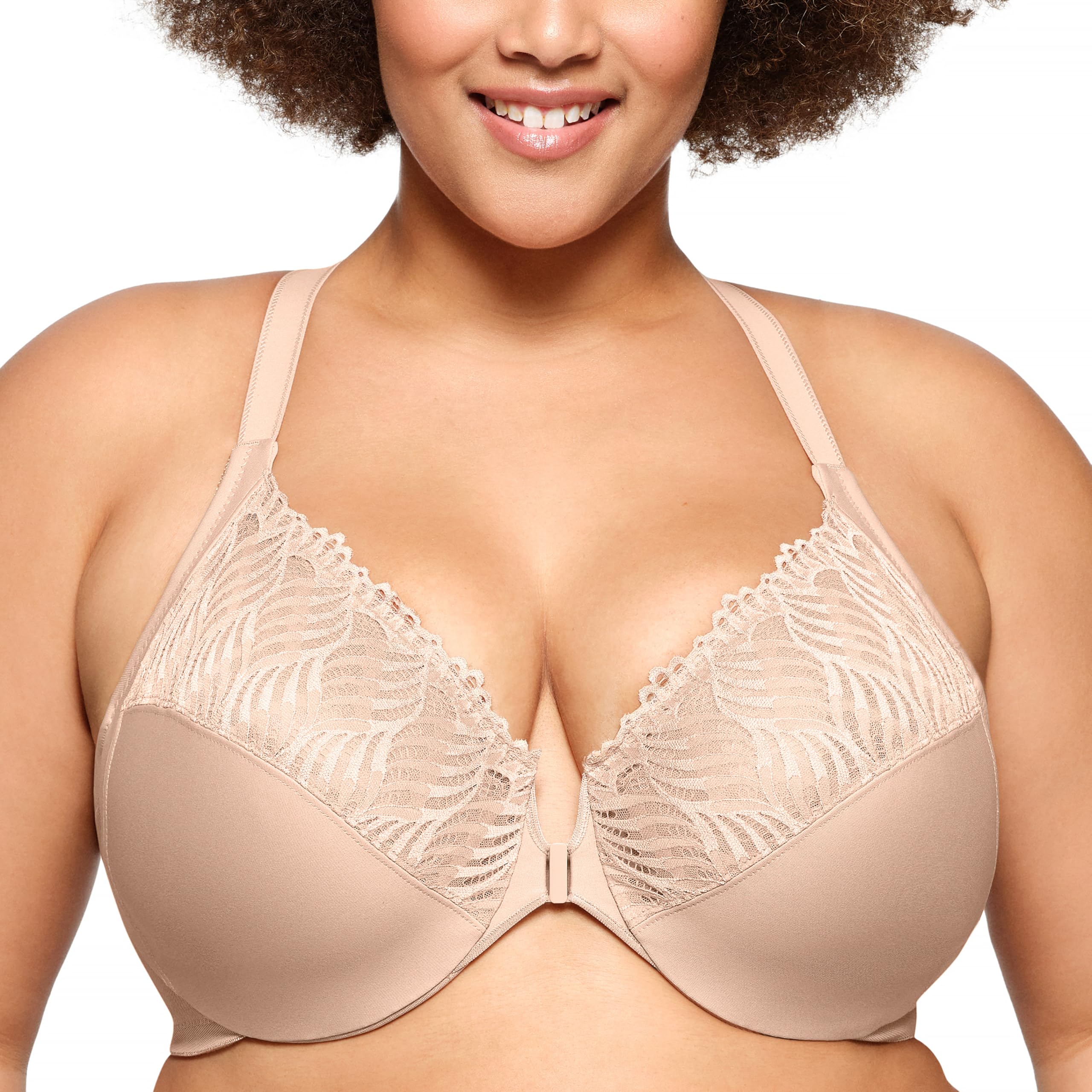 Glamorise Wonderwire Front-Closure Bra Underwire #1245 Women's V-Neck Bra (Pack 