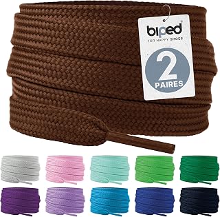 biped Laces 2 Pairs of Flat Polyester Laces, Width 10 mm, Laces for Trainers and Sports Shoes, Tear-Resistant and Washable Z2913