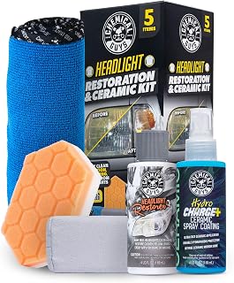 Chemical Guys, Headlight Restoration &amp; Ceramic Kit, with Applicator | Restores cloudy, yellowed headlights by hand or machine, then seals with HydroCharge ceramic for clarity, complete DIY kit