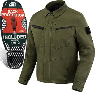 SHIMA Giro Jacket Moto Men's AirForce Protector Back Jacket Motorcycle Jackets Protections Stretch Summer Motorcycle Armor Jackets Urban Motorcycles (Males, Khaki, L)